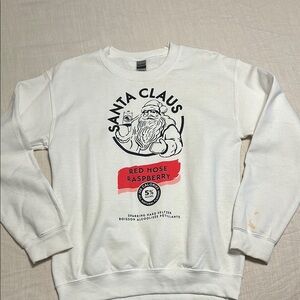 Gildan White Crewneck Sweater with Santa Claus Graphic